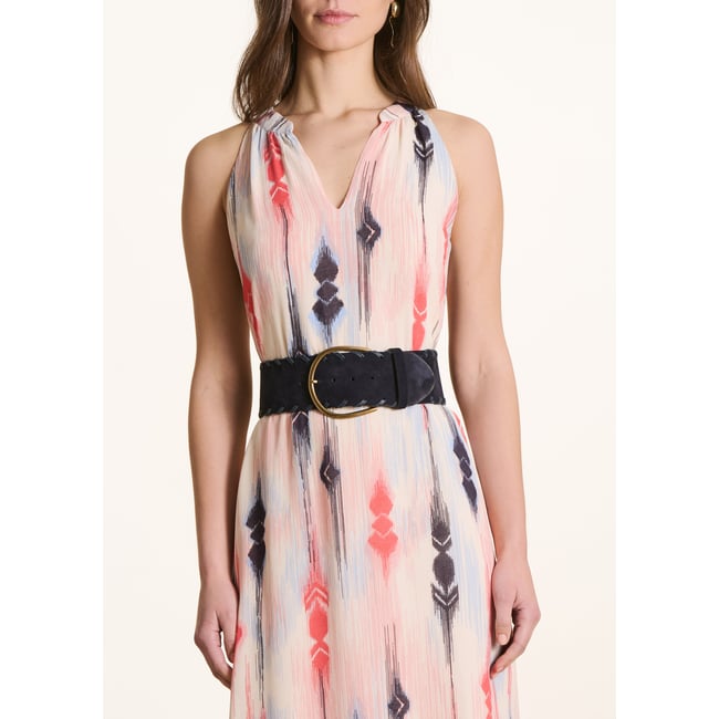 Ceinture large en cuir bleu encre <span itemprop=
