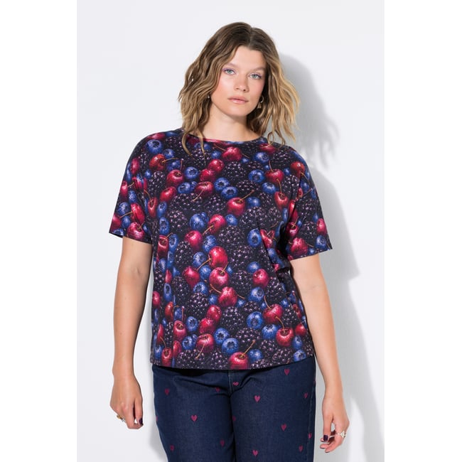 T-shirt oversize, motif « baies » mûres <span itemprop=