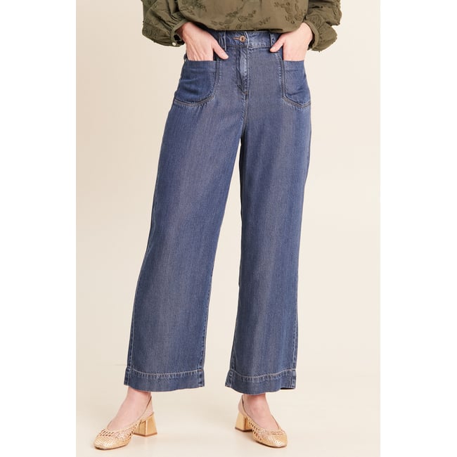 Jean large 7/8ème denim double stone <span itemprop=