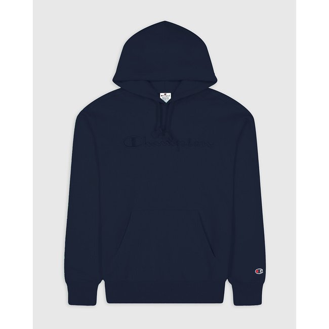 Sweat com capuz, logótipo grande bordado marinho <span itemprop=