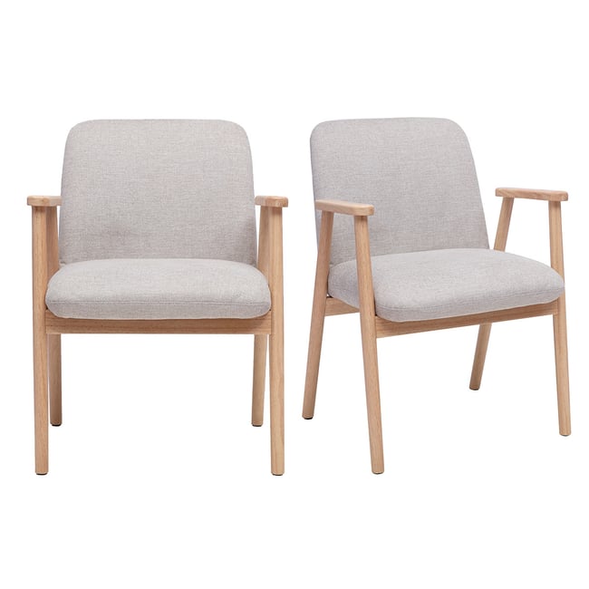 Chaises en tissu effet velours texturé beige et bois clair (lot de 2) KITTY Couleur beige <span itemprop=