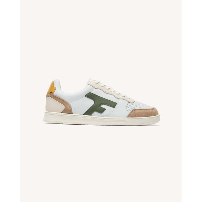 Baskets basses cuir suede HAZEL HAZEL blanc et beige et kaki <span itemprop=