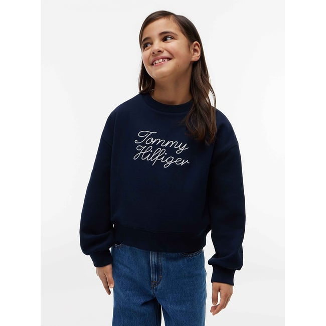 Sudadera con cuello redondo azul marino <span itemprop=