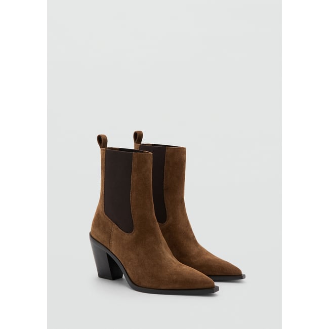 Bottines en daim bout empiècements tabac <span itemprop=