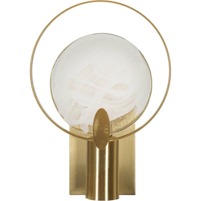 Applique murale verre fumé socle en fer GLAM Couleur doré et verre fumé <span itemprop=