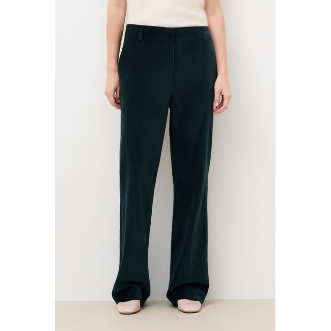 Pantalon droit en velours PMAEL vert canard <span itemprop=