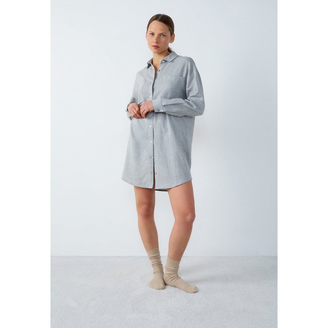Chemise de nuit en lin ISAME kaki <span itemprop=