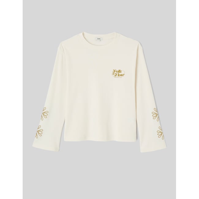 T-shirt manches longues ecru <span itemprop=