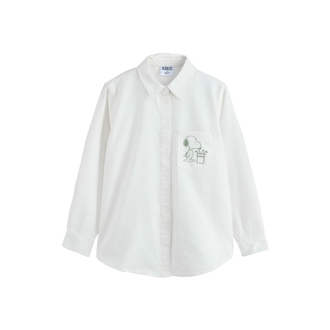 Chemise en jean à manches longues crème <span itemprop=