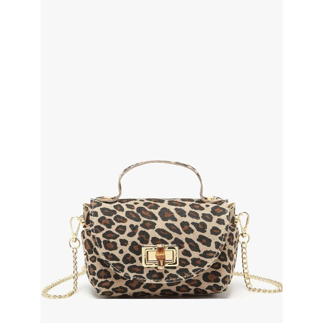 Sac bandoulière Velvet leopardo cuir larice p <span itemprop=