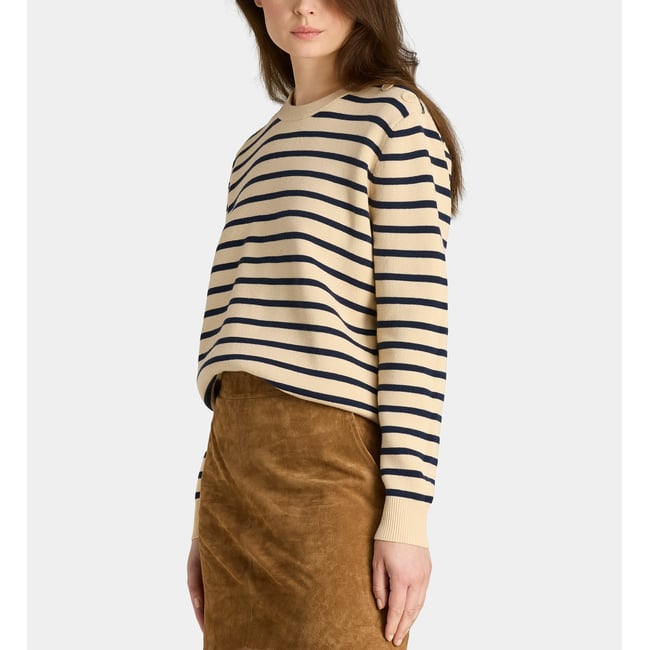Pull cabourg en coton biologique beige clair <span itemprop=
