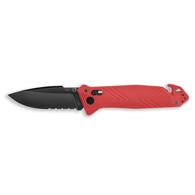 Couteau de poche CAC serration rouge <span itemprop=