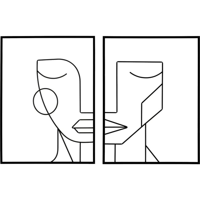 Décorations murales visage en fer lot de 2 BOHO Couleur noir <span itemprop=