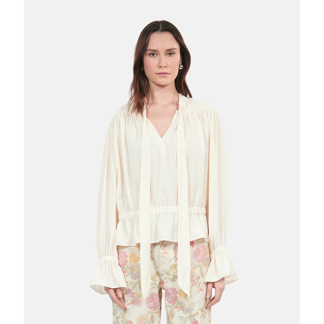 Pussy Bow Ruffle Blouse, ecru, THE KOOPLES