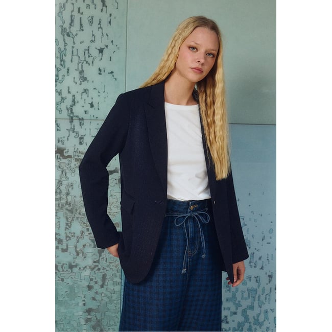Blazer ajusté navy blue <span itemprop=