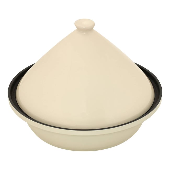 Tajine rond en grès MAGMA blanc <span itemprop=