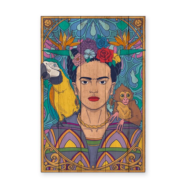 Panneau décoratif en bois artdeco FRIDA KAHLO Couleur frida artdéco <span itemprop=