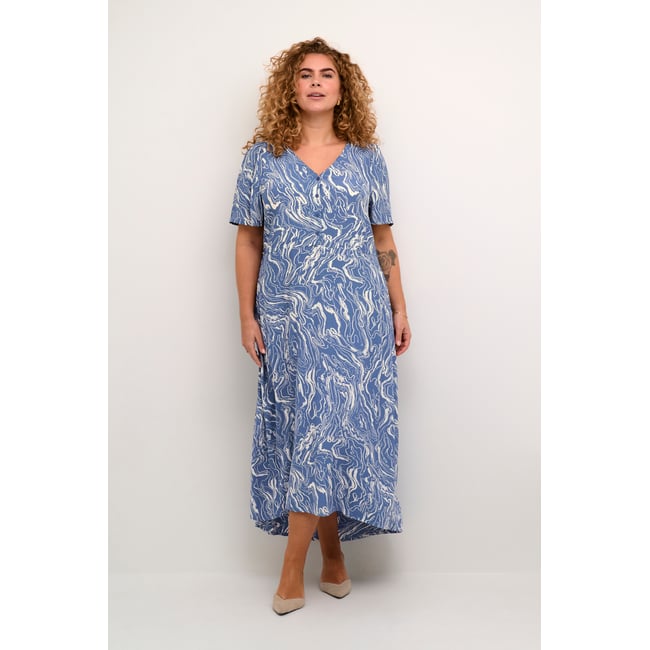 Dress bleu blue indigo white marbel <span itemprop=