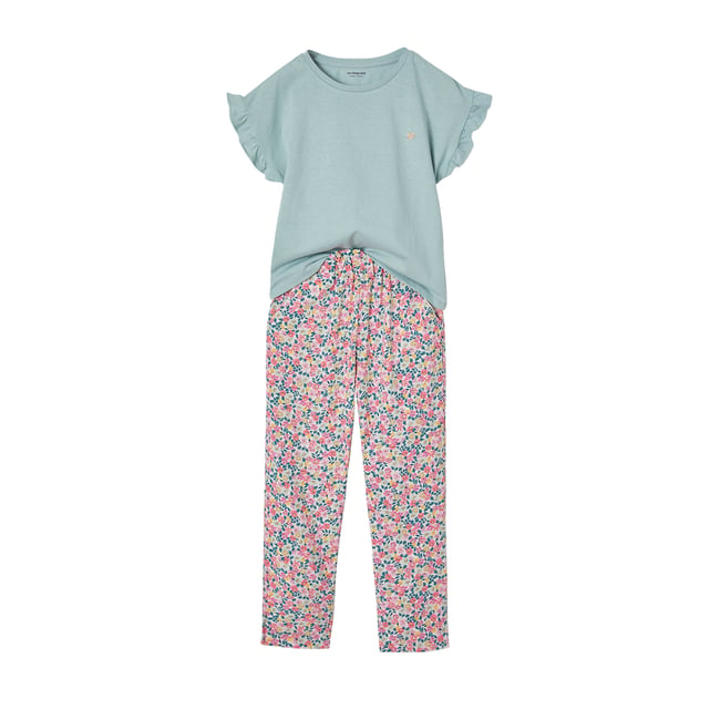 Ensemble tee-shirt + pantalon bleu grisé <span itemprop=