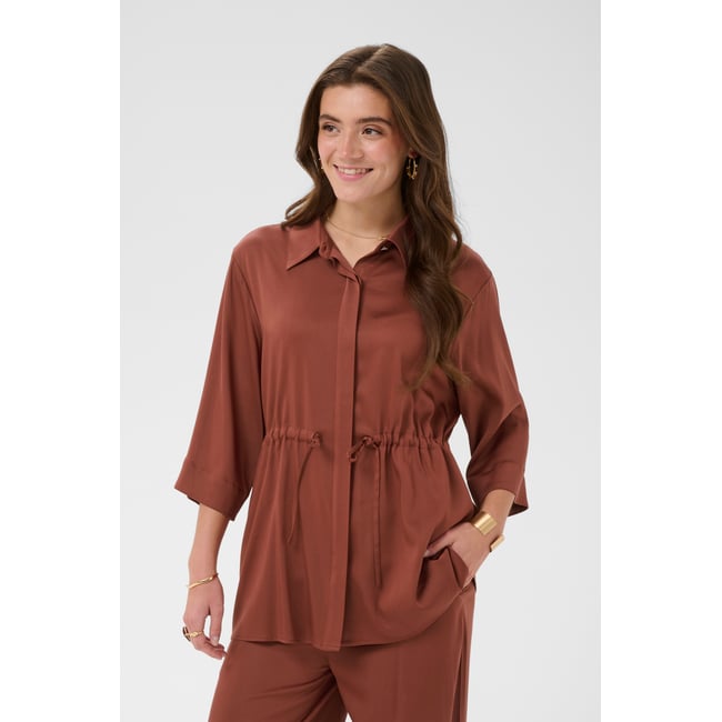 Chemise à manches longues marron brandy snifter <span itemprop=