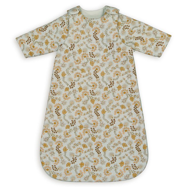 Saco de bebé com mangas amovíveis, em algodão, Amanda estampado às flores <span itemprop=