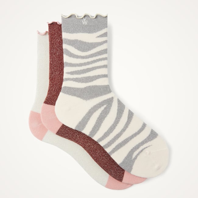 Pack de 3 chaussettes à bords volantés PACK QUINN ecru <span itemprop=