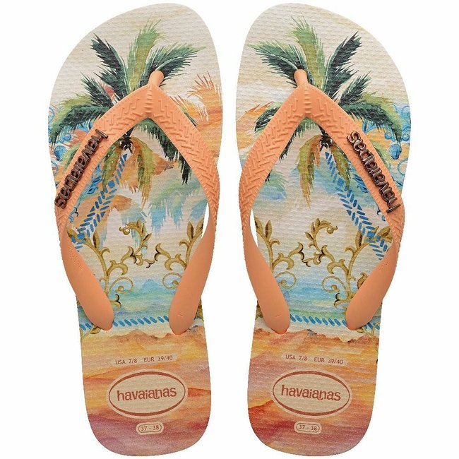 Chinelos Top Tropicalia Vibes bege/laranja <span itemprop=