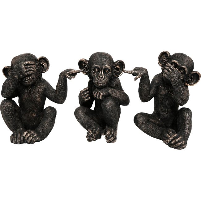 Singes sages en résine 67 cm (Lot de 3) Couleur black <span itemprop=