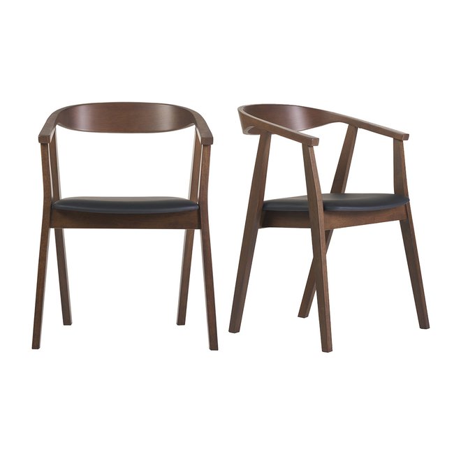 Chaises scandinaves design noir et bois foncé (lot de 2) BAHIA Couleur noir <span itemprop=