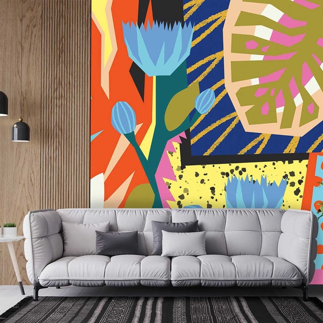 Papier peint graphique pop color Couleur intissé <span itemprop=