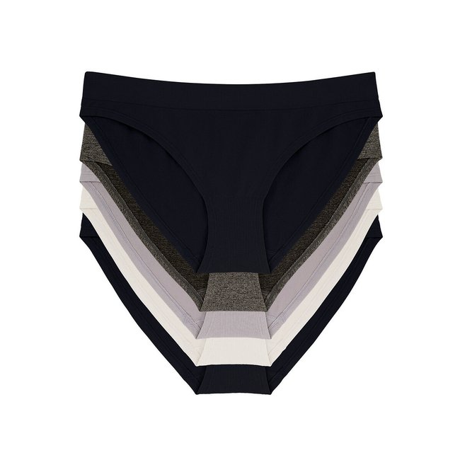Lot de 5 slips midi en maille Rosanne 2noir+ivoire+gris+gris foncé DORINA