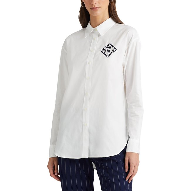 Блузка из поплина с длинными рукавами белый LAUREN RALPH LAUREN