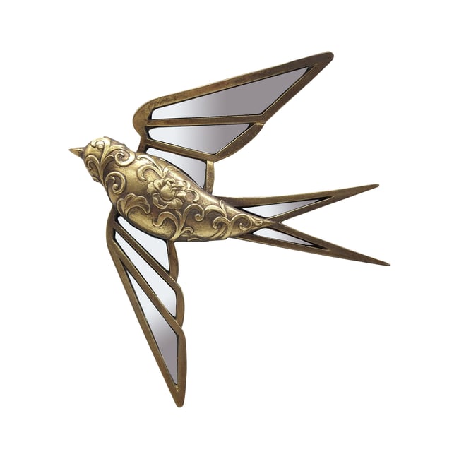 Déco murale vol oiseau 29x28cm Couleur or <span itemprop=