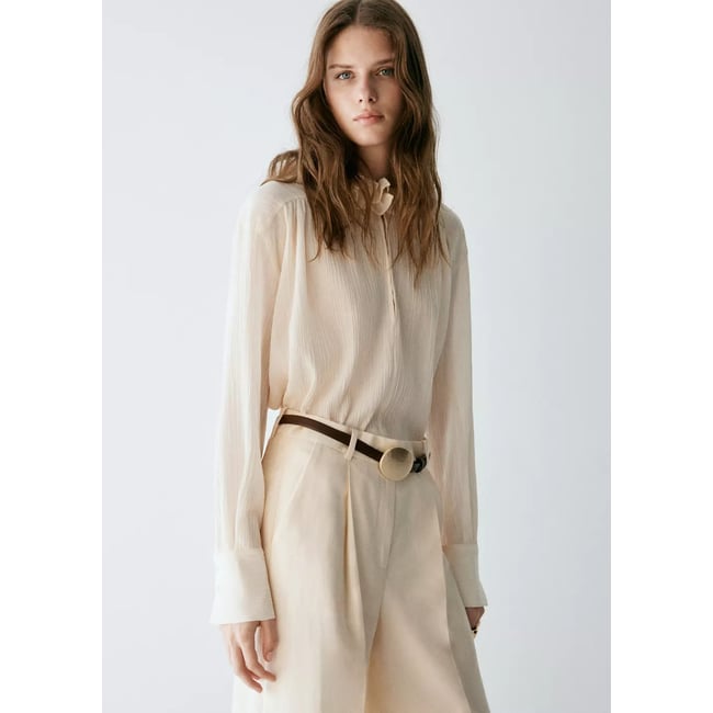 Blouse fluide volantée écru <span itemprop=