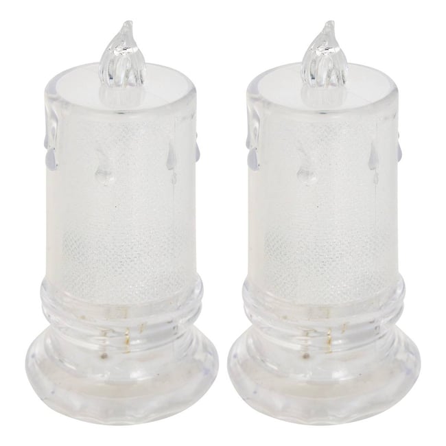 Lot de 2 bougies LED d'intérieur blanc chaud à piles Couleur transparent <span itemprop=