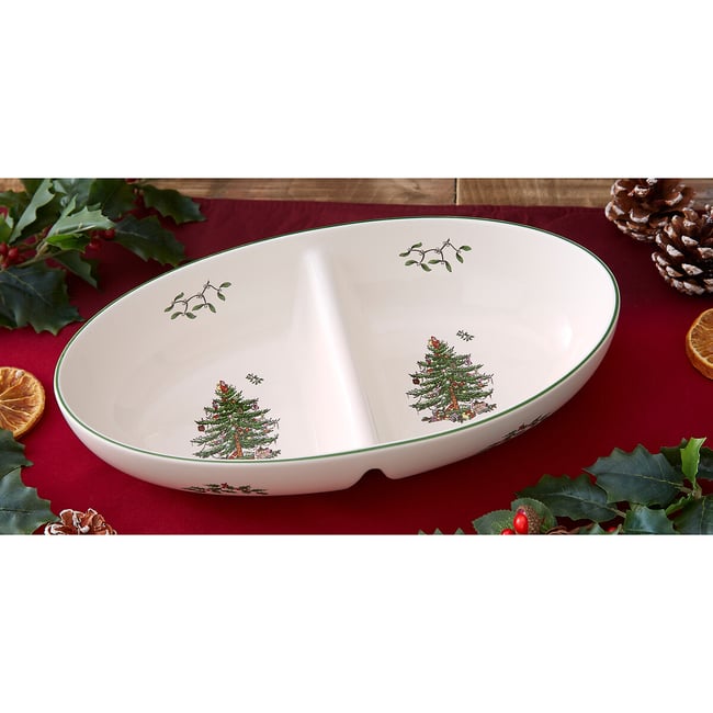 Christmas Tree Large Divided Server, white, SPODE