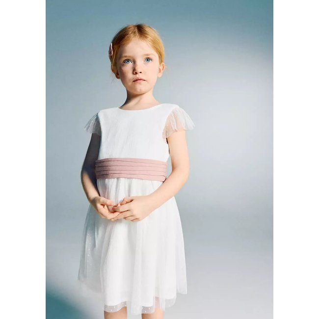 Robe courte lin blanc <span itemprop=