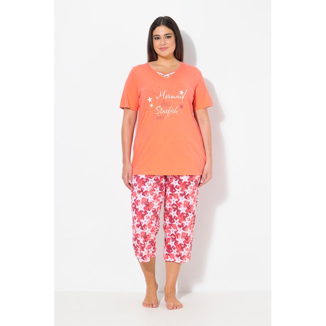 Pyjama motif étoiles de mer corail <span itemprop=