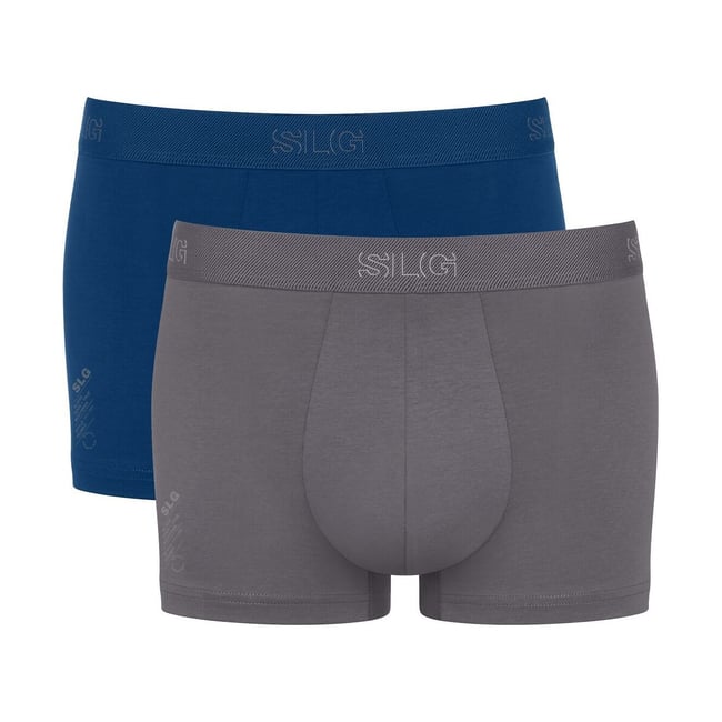 Confezione da 2 boxer tinta unita grigio + blu SLOGGI