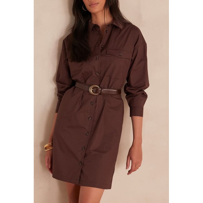 Robe ROSALIE en coton marron <span itemprop=