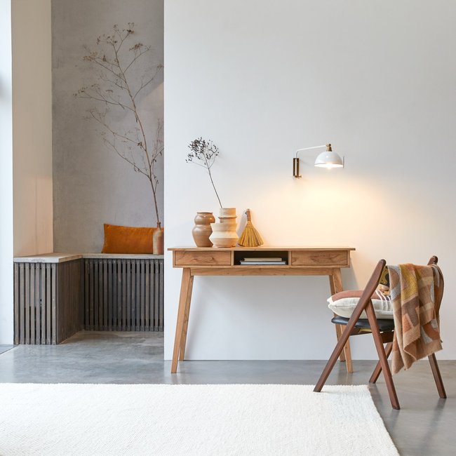 Bureau en acacia massif OSLO Couleur bois clair <span itemprop=