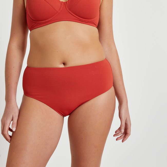 Textured Bikini Bottoms, terracotta, LA REDOUTE COLLECTIONS PLUS