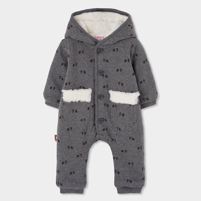 Grenouillère bébé garçon maille imprimé pingouins multicolore <span itemprop=