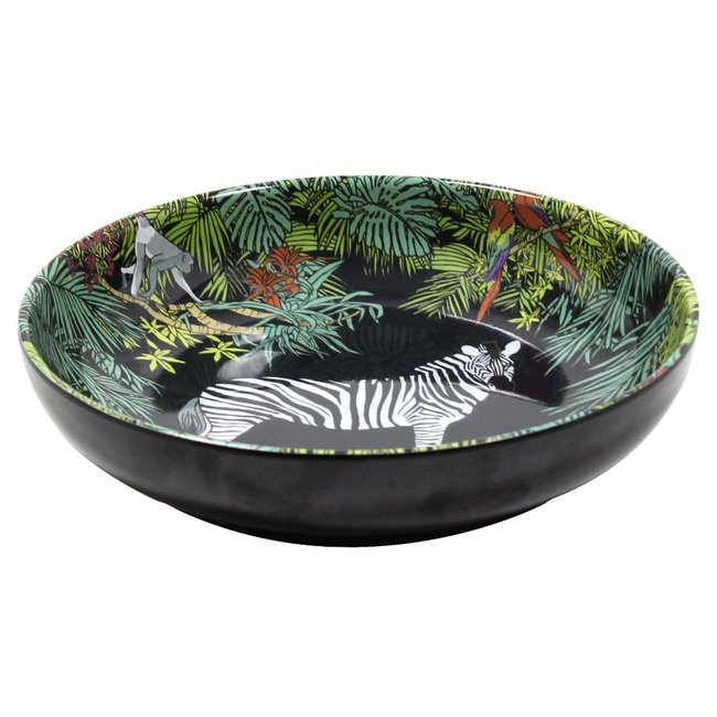 Assiette creuse en mélamine Jungle 20 cm Couleur vert, noir <span itemprop=