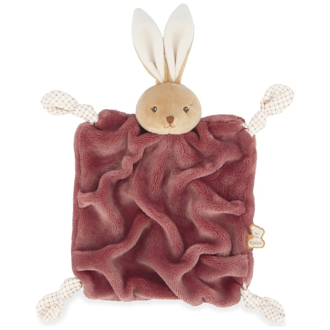 Doudou plat rouge, beige, blanc <span itemprop=