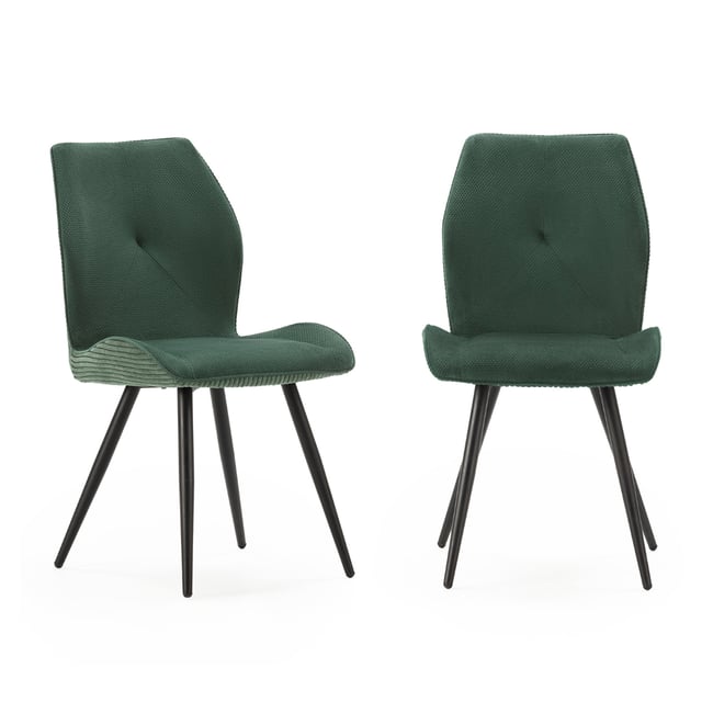 Lot de 2 chaises en tissu avec pieds en métal noir L45 cm - ADAYA - CALICOSY