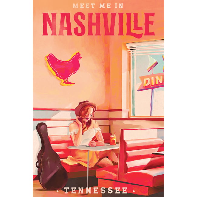 Tableau Sur Toile Nashville Rétro ILLUSTRATION Couleur tableaux sur toile-orange <span itemprop=