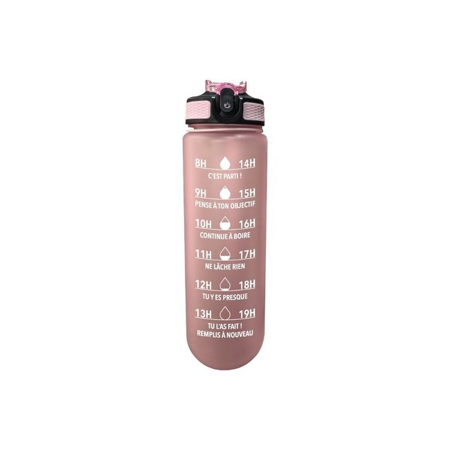 Gourde de motivation hydratation rose Couleur rose <span itemprop=