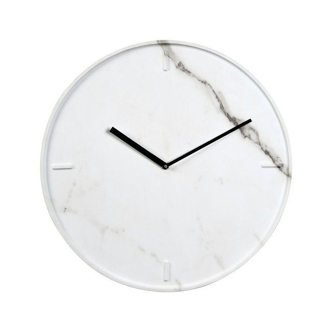 40cm White Marble Veneer Round Wall Clock, white, SO'HOME