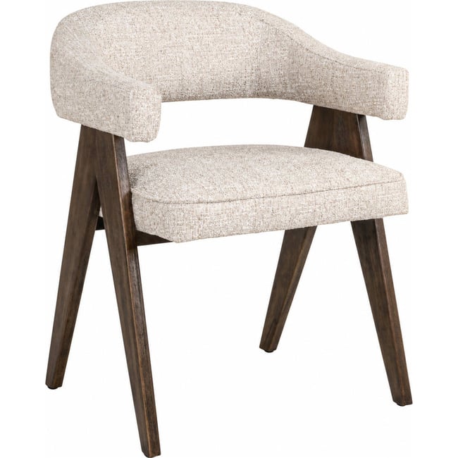 Chaise de salle à manger en tweed Couleur crème tweed et bois foncé <span itemprop=